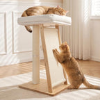 31.5" 3-in-1 Natural Pine Wood Cat Scratching Post Large by Famifit