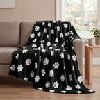 Horaldaily Black Dog Paw Shape 3D Textured Throw Blanket 50x60 by Horaldaily