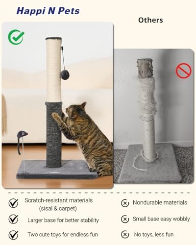 Happi N Pets Tall Cat Scratching Post, Large Cat Scratchers for Indoor Cats - Image 4