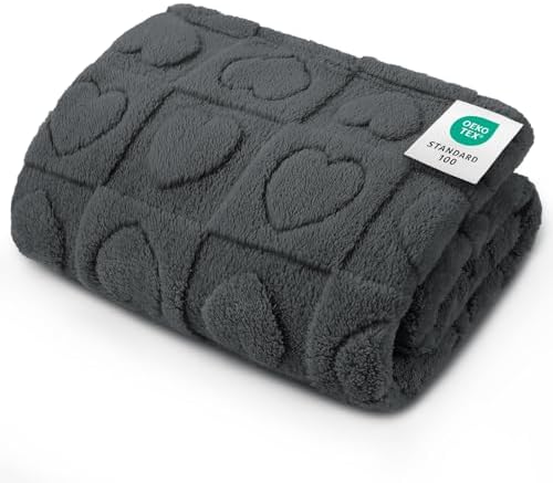 Luciphia Small Dog Blanket Washable Pet Bed Cover Soft Fluffy Puppy Blanket with Premium Fleece 300GSM Cozy Calming Cat Blankets for Indoor Cats Grey 57x40 inch by luciphia