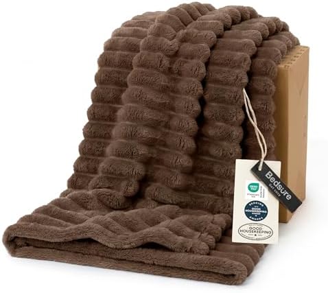 Bedsure Soft Twin Blanket for Bed Decor Gifts Brown 60"x80" by BEDSURE