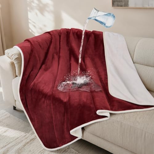 LOOBANI Waterproof Dog Blanket for Couch, Soft Couch Cover 50" x 60", Red by LOOBANI