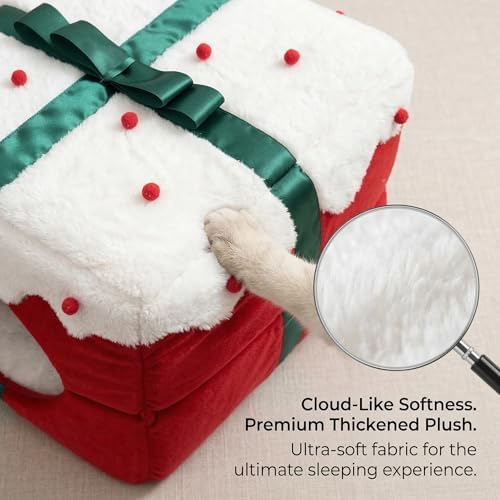 Winter Warm Cat Cave Bed for Kittens Small Dogs, 14 IN Soft Cat Sleeping Bag with Removable Washable Cushion, Non-Slip Bottom Enclosed Cozy Pet Nest, Christmas Pet Gift for Indoor Cats Puppies - Image 3