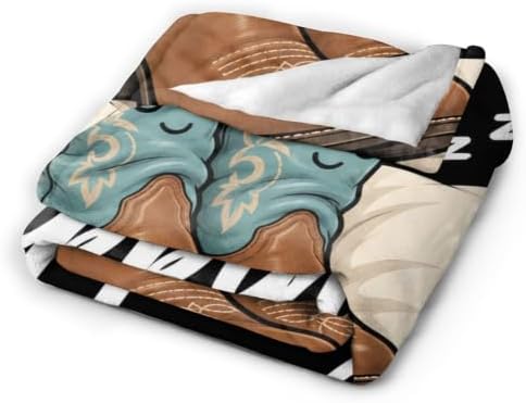 Sleepy Cowboy Boots Blanket Throw Gift for Girls Women 50"X40" - Image 5