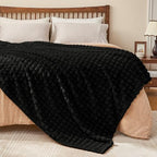 BEDELITE Black Checked Fleece Throw Blankets Queen Size for Bed, 90x90 Inch by BEDELITE