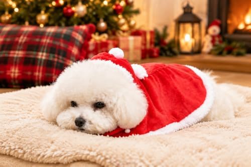 EXPAWLORER Dog Christmas Costume Winter Coat with Hat Fleece Cloak Cape Red - Image 6
