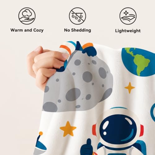 Cute Astronaut Throw Blanket Space Rocket Planet Galaxy Gifts 40''x50'' - Image 7