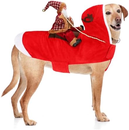 BWOGUE Santa Dog Costume, XX-Large Dog Christmas Outfit, Riding Pet Clothes by BWOGUEPetHome