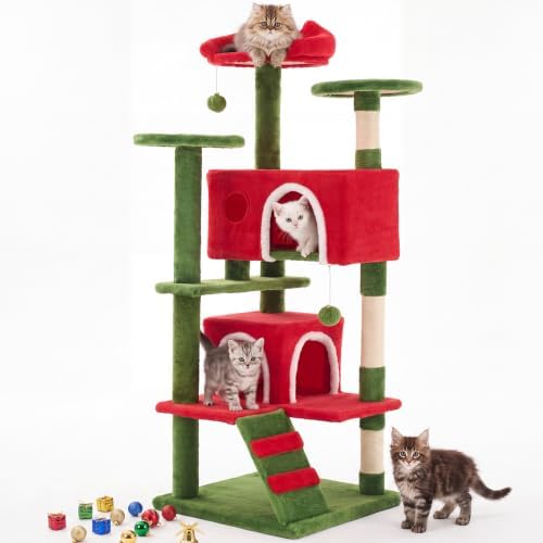 54 Inch Cat Tree Tower with Sisal Scratching Post by Aidoly