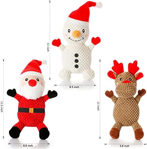Senneny 3 Pack Dog Christmas Toys Santa,Reindeer and Snowman, Stuffed Squeaky Toys for Dogs Puppy, Plush Dog Toy for Large Medium Small Dogs, Interactive Durable Chew Toys - Image 7