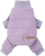 Fitwarm Spliced Dog Flecce Pajamas, Fuzzy Winter Clothes for Small Dogs Boy, Girl, Cozy Pet Coat, Purple, XXL by Fitwarm