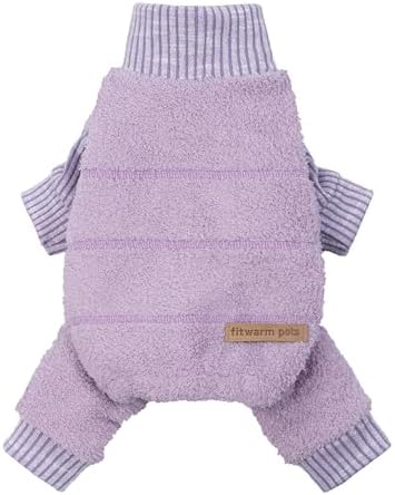 Fitwarm Spliced Dog Flecce Pajamas, Fuzzy Winter Clothes for Small Dogs Boy, Girl, Cozy Pet Coat, Purple, Small by Fitwarm