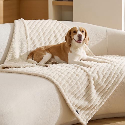 Bedsure ComfyFleece® Waterproof Dog Blankets for Large Dogs,40x50" Cream by BEDSURE