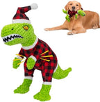 Christmas Dog Plush Toys- Squeaky Toy Dinosaur with Crinkle Paper- Interactive Funny Toys to Keep Your Dogs Engaged for Hours for Small and Medium Breeds by Chongqile