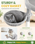 67in Cat Tree Tower for Indoor Cats, Multi-Level Light Grey - Image 5