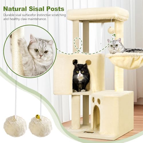 Small Cat Tree Tower for Indoor Cats, 40 in Medium Cat Bed Scratching Posts - Image 4