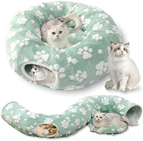 Cute Round Cat Tunnel for Indoor Cats, Green by Yaning