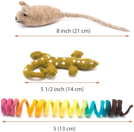 Glaciart One Wool Cat Toy Set with Catnip, 3 Pcs Mouse, Lizard and Spiral Toys for Interaction and Boredom Relief, Encourages Exercise and Play - Image 5