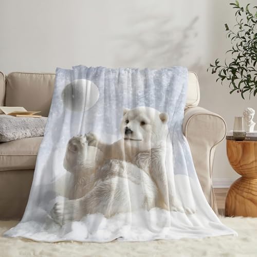 Polar Bear Blanket for Girls Women Boys Men Adults Kids Soft Cozy Fleece Cute White Bears Throw Blankets Gifts Warm Flannel Plush Lightweight Decorative for Couch Bed Sofa 60"X50" - Image 5