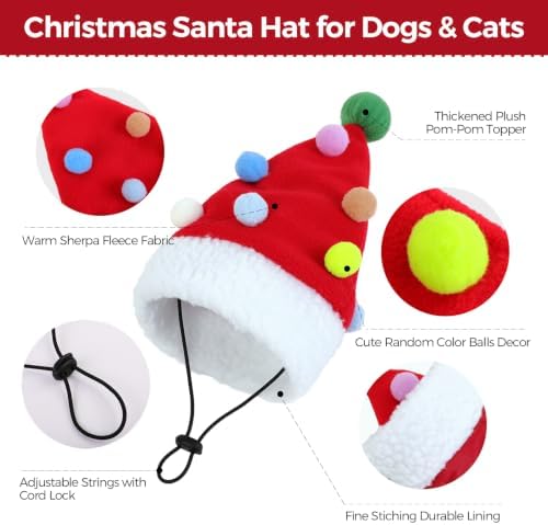 Dog Santa Hat for Christmas Cat Festival Costume Christmas Tree Shape Hat - Image 2