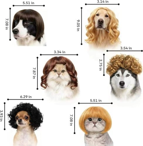 6‑Pack Funny Cat & Dog Wigs, Soft Pet Role‑Play - Image 5