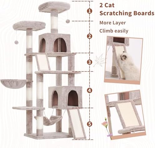 Gitelsnour Cat Tree, 71'' Tower for Large Cat with Scratching Post, GCT032MU - Image 2