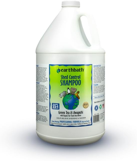 earthbath Green Tea & Awapuhi Shed Control Dog Shampoo, 128 Oz (1 Pack) | Cruelty Free Dog Shampoo, Helps Relieve Shedding & Dander, Made in USA