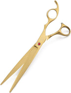 Moontay Professional 8" Dog Grooming Scissors Set 4PCS, Gold | Straight, Upward Curved, Downward Curved, Thinning/Blending Shears for Dog, Cat and Pets, JP Stainless Steel