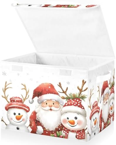 Bolaz Storage Bins with Lids and Handles,Christmas Snowman Storage Box Storage Basket with Cover Collapsible Organizer Containers for Home Closet, Shelves by Unknown
