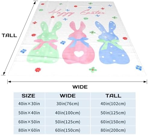 Happy Easter Rabbit Throw Blanket, Bunny Floral Soft Cozy Blankets, Cute Lightweight Flannel Blanket for Easter Decorations, All Season Warm Fleece Blanket for for Couch Bed Sofa 50x60 Inch - Image 7