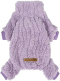 Fitwarm Turtleneck Fleece Dog Sweater Pajamas, Warm Winter Dog Clothes for Small Dogs Boy Girl, Fuzzy Pet Onesie with Feet, Lavender Purple, XXL by Fitwarm