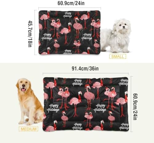 Dog Bed Mat Tropical Flamingo Christmas Washable Anti-Slip Bottom Fluffy Comfy Kennel Pad Cat Crate Pet Mat, 18 x 24 Inches - Image 2