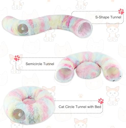 Christmas Tree Cat Tunnel Bed with Middle Mat, Cat Donut Tunnel - Image 2