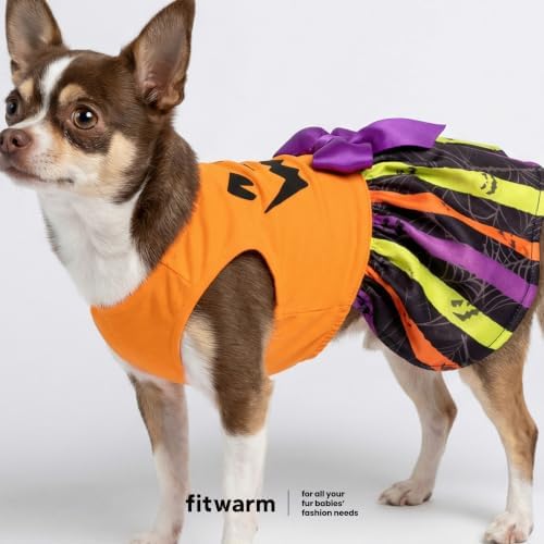 Fitwarm Halloween Pumpkin Dog Dress, Funny Dog Halloween Costumes, Doggy Clothes for Small Dogs Girl, Pet Apparel, Orange, Black, Purple, XXS - Image 3
