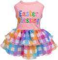 Fitwarm Easter Blessing Dog Dress, Easter Outfit for Small Dogs Girl, Colorful Pet Clothes, Pink, Blue, Orange, White, XS by Fitwarm