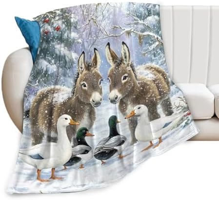 Donkey Duck Blanket for Girls Women Boys Men Adults Kids Soft Cozy Fleece Christmas Duck Throw Blankets Gifts Warm Flannel Plush Lightweight Decor for Couch Bed Sofa 80"X60" - Image 2