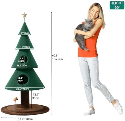 YITAHOME 60 in Christmas Cat Tree with 2 Large Condos - Image 4
