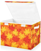 Bolaz Storage Bins with Lids and Handles, Fall Maple Leaves in Autumn Storage Box Storage Basket with Cover Collapsible Organizer Containers for Home Closet, Shelves by Unknown