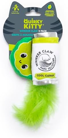 Quirky Kitty Whisker Claw and Lime Catnip Crinkle Plush Cat Toy, Pack of 2 by QuirkyKitty