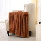 Burnt Orange Fleece Throw Blanket 90”×90” for Couch Sofa Livingroom - Image 4