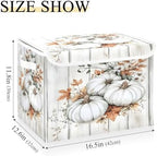Bolaz Storage Bins with Lids and Handles,White Pumpkin Wood Storage Box Basket with Cover Collapsible Organizer Containers for Home Closet, Shelves - Image 3