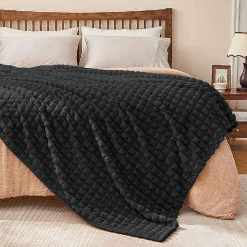BEDELITE Checked Charcoal Grey Fleece King Size Blanket for Bed, 108"x90" by BEDELITE