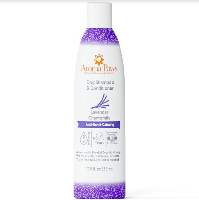 Anti-Itch & Calming Formula 2-in-1 Dog Shampoo & Conditioner - Lavender Chamomile, Tearless, Aroma Paws Sensitive Skin & Itch Relief, Sulfate & Paraben Free, Made in USA 13.5 oz