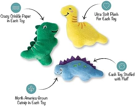 Fringe Studio Plush Cat Toy Set, Rawr-Some Crew, Mini 3 Piece Set, Approx. 3" x 3.5",Pet Shop Collection (904036) - Image 2