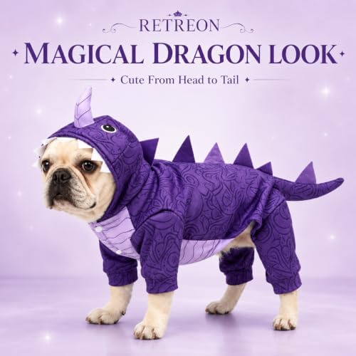 Pet Halloween Dog Clothes,Dinosaur Costume for Dogs,Purple,M - Image 7
