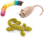 Glaciart One Wool Cat Toy Set with Catnip, 3 Pcs Mouse, Lizard and Spiral Toys for Interaction and Boredom Relief, Encourages Exercise and Play by GlaciartOne