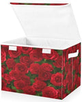 Bolaz Red Rose Leaves Pattern Storage Bins with Lids and Handles, Foldable Storage Box Storage Basket with Cover Collapsible Organizer Containers for Home Closet, Shelves by Unknown