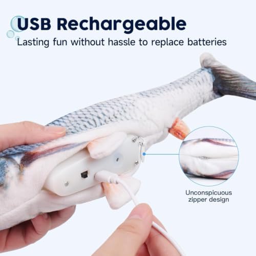Potaroma Cat Toys Flopping Fish with Catnip, Moving Kitten Kicker, Floppy Wiggle Carp for Small Dogs, Interactive Motion Kitty Exercise, 10.5 Inches - Image 5