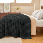 BEDELITE Checked Charcoal Grey Fleece King Size Blanket for Bed, 108"x90" - Image 2