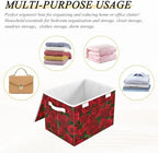 Bolaz Red Rose Leaves Pattern Storage Bins with Lids and Handles, Foldable Storage Box Storage Basket with Cover Collapsible Organizer Containers for Home Closet, Shelves - Image 7